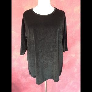Woman Within Black Velour Top Size 22/24